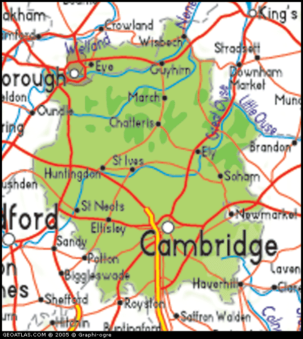 Map Of Cambridgeshire Map Of Cambridgeshire