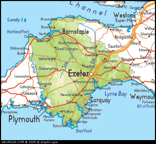 Map of Devon, England, UK Map, UK Atlas