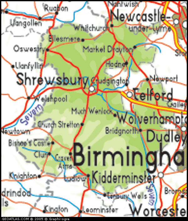 Map of Shropshire, England, UK Map, UK Atlas