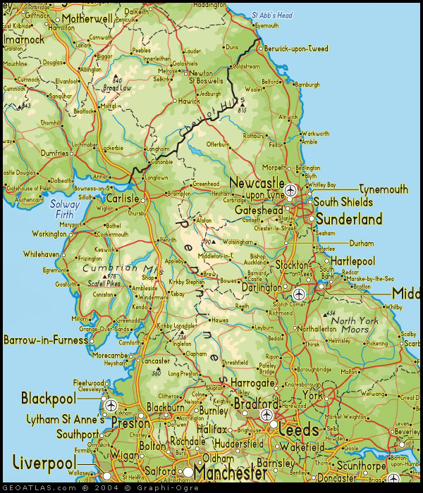 Map of North England map